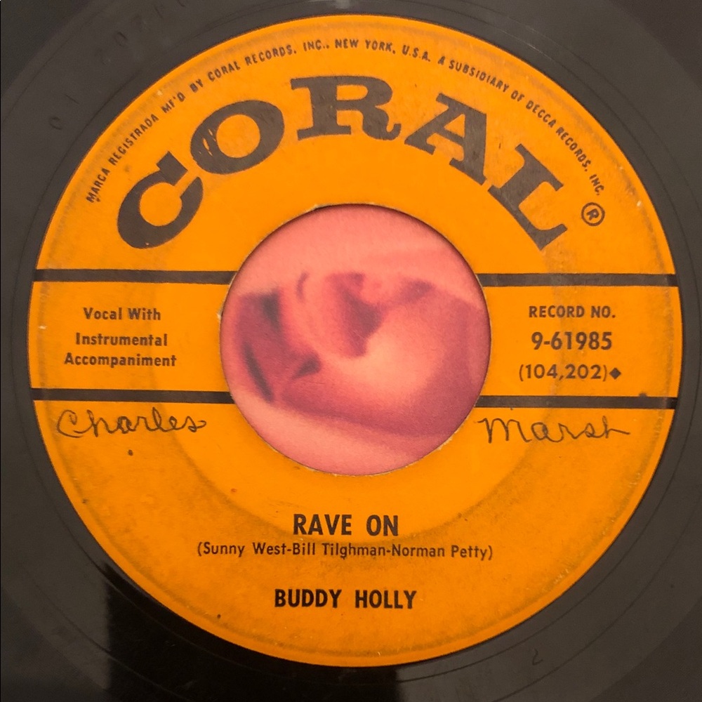 Buddy Holly Vinyl 45 Record Rave On/Take Your Time ‘58